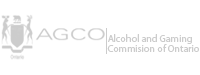 The AGCO logo with a shield and two figures, and text reading AGCO Alcohol and Gaming Commission of Ontario on a light background.