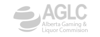 Logo of AGLC, featuring a stylized globe icon and the text: AGLC Alberta Gaming & Liquor Commission in gray letters on a white background.